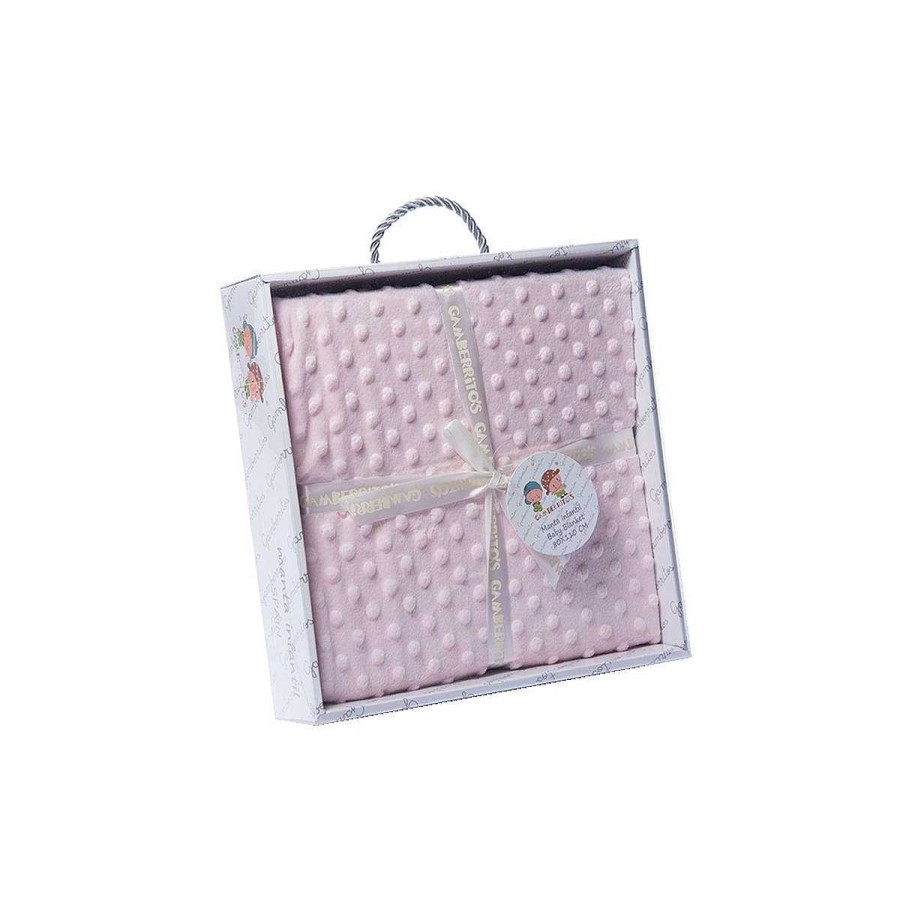 Hogar GAMBERRITOS Mantas | Manta Bebe Topitos 80X110 Personalizada Gamberritos Rosa