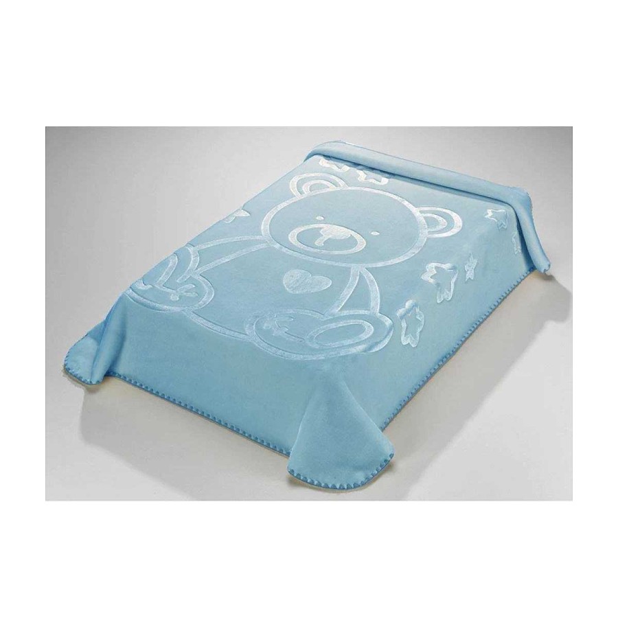 Hogar MORA Mantas | Mora Manta Bordada Colour Kids I97 Cuna 110X140 Cm Azul