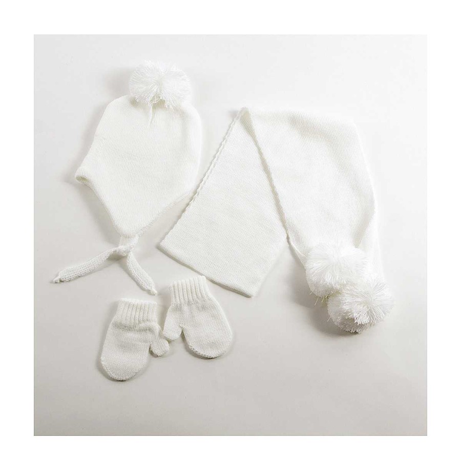 Moda BAYON Manoplas Y Gorros | Conjunto Bebe Gorro, Bufanda Y Manoplas Bayon Blanco