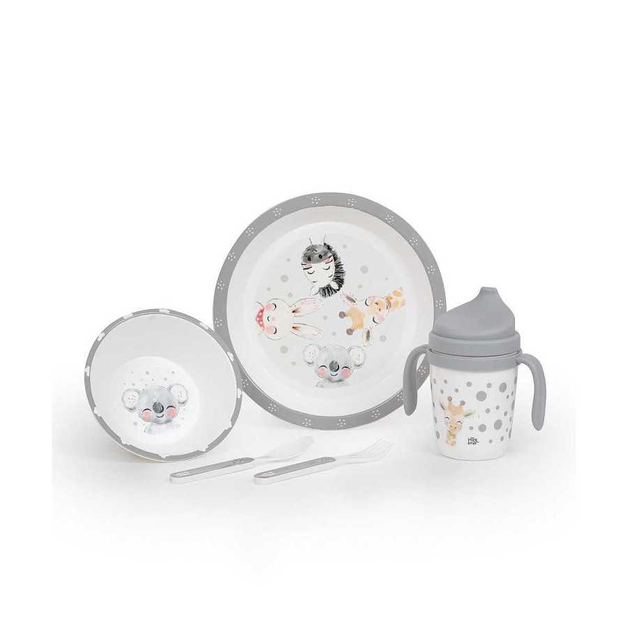 A Comer INTERBABY Vajillas Y Cubiertos | Vajilla 5 Piezas Interbaby Acuarela Gris