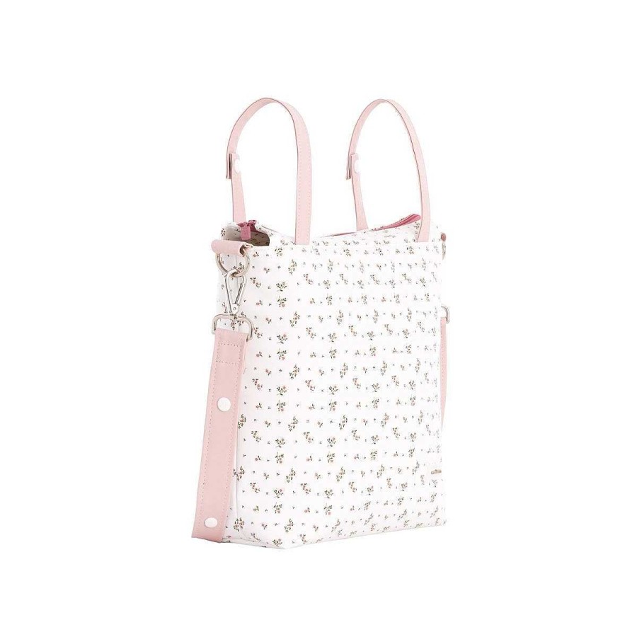 El Paseo CAMBRASS Bolsos | Bolso Talega Aura Beige/Flores 12X40X35 Cm - Cambrass Rosa