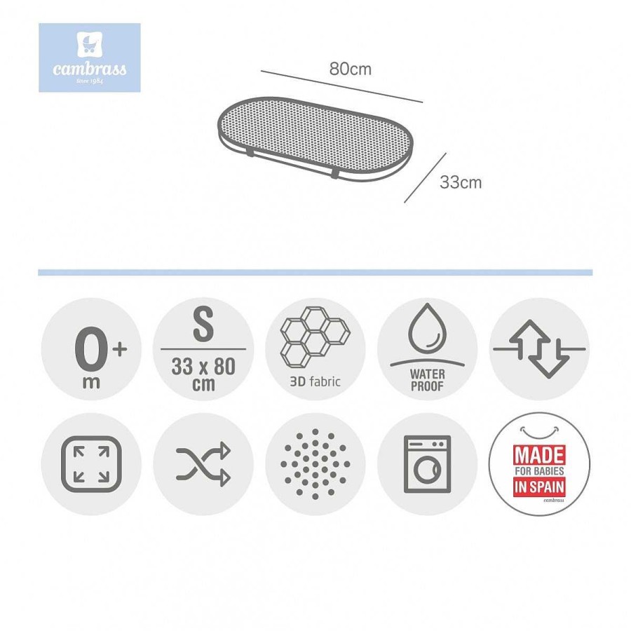 Hogar CAMBRASS Edred N Y Protector | Protec.Colchon 3D-Capazo/Carro 33X80 Cm Liso E Unico Cambrass