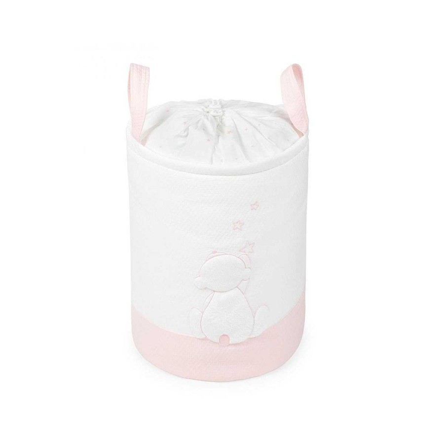 Higiene PETIT PRAIA Accesorios | Cesta Almacenaje Petit Praia Teddy 34Cm Rosa