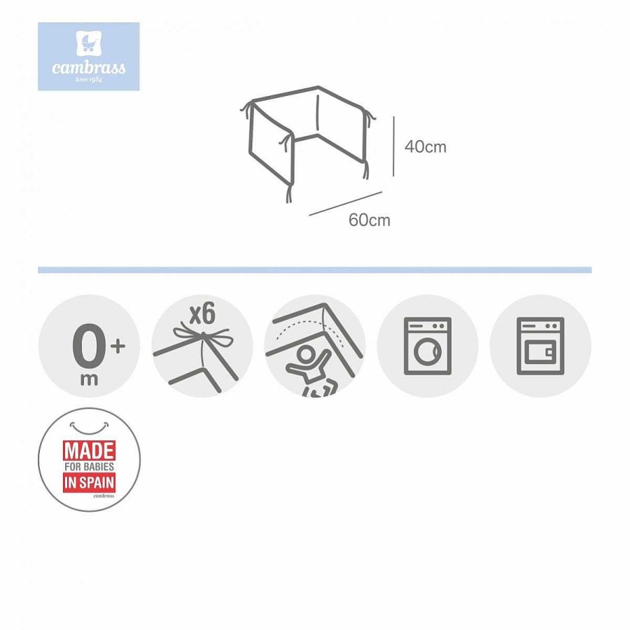 Hogar CAMBRASS Edred N Y Protector | Protector 60 (Cuna 60) 60X40 Cm Liso E Blanco Cambrass