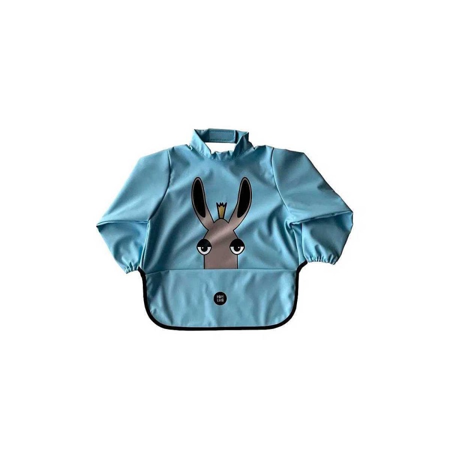 A Comer BABY LIVIA Baberos | Babero De Manga Larga Donkey Baby Livia Azul