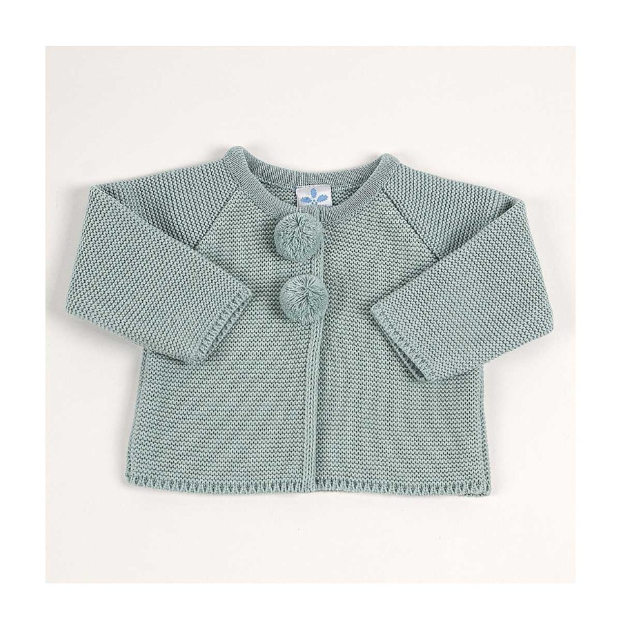 Moda BAYON Chaquetas Y Jerseys | Chaqueta Punto Bobo Pompones Bayon Verde