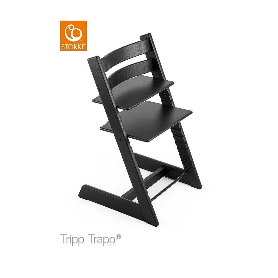 A Comer STOKKE Tronas | Trona Stokke® Tripp Trapp® Oak Roble Engraving Negro