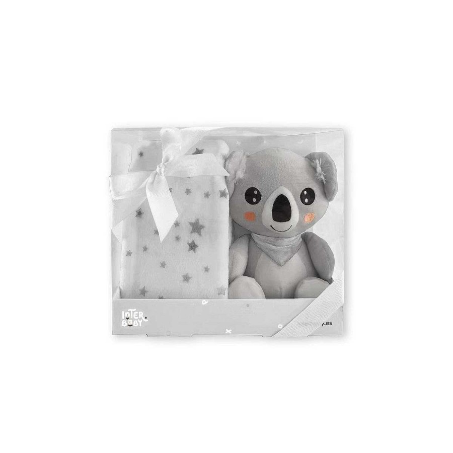 Cestas INTERBABY | Set De Peluche Y Manta Interbaby Koala Gris