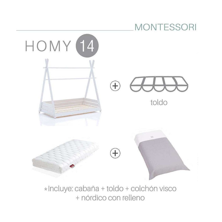 Hogar ALONDRA Cunas | Pack Cama Montessori Homy-14 Alondra 055 Mint